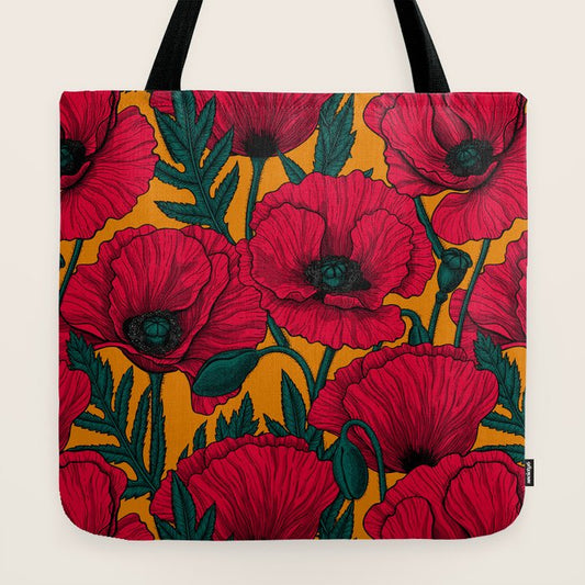 Red poppy garden Tote Bag Gallery Image 2