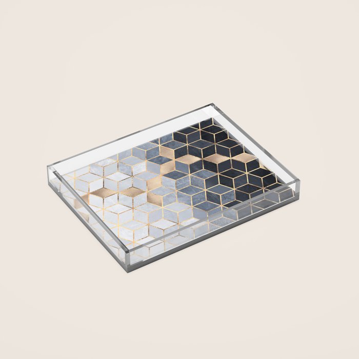 Soft Blue Gradient Cubes Acrylic Tray Gallery Image 2
