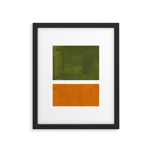 Olive Green Yellow Ochre Minimalist Abstract Colorful Midcentury Pop Art Rothko Color Field Framed Art Print Gallery Image 2