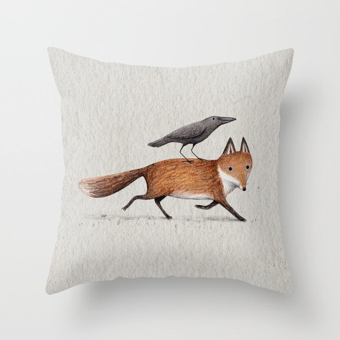 Fox & Crow - Piggyback Throw Pillow Gallery Image 5