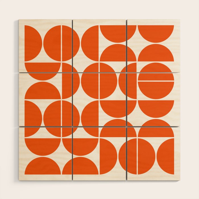 Mid Century Modern Geometric 04 Orange Wood Wall Art Gallery Image 3