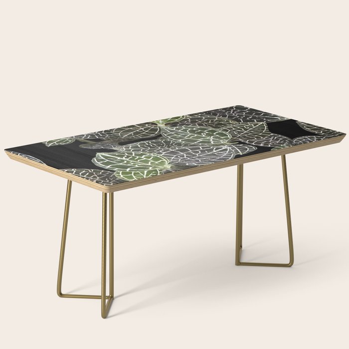 Elegant leaf skeleton foliage on black Coffee Table Gallery Image 2