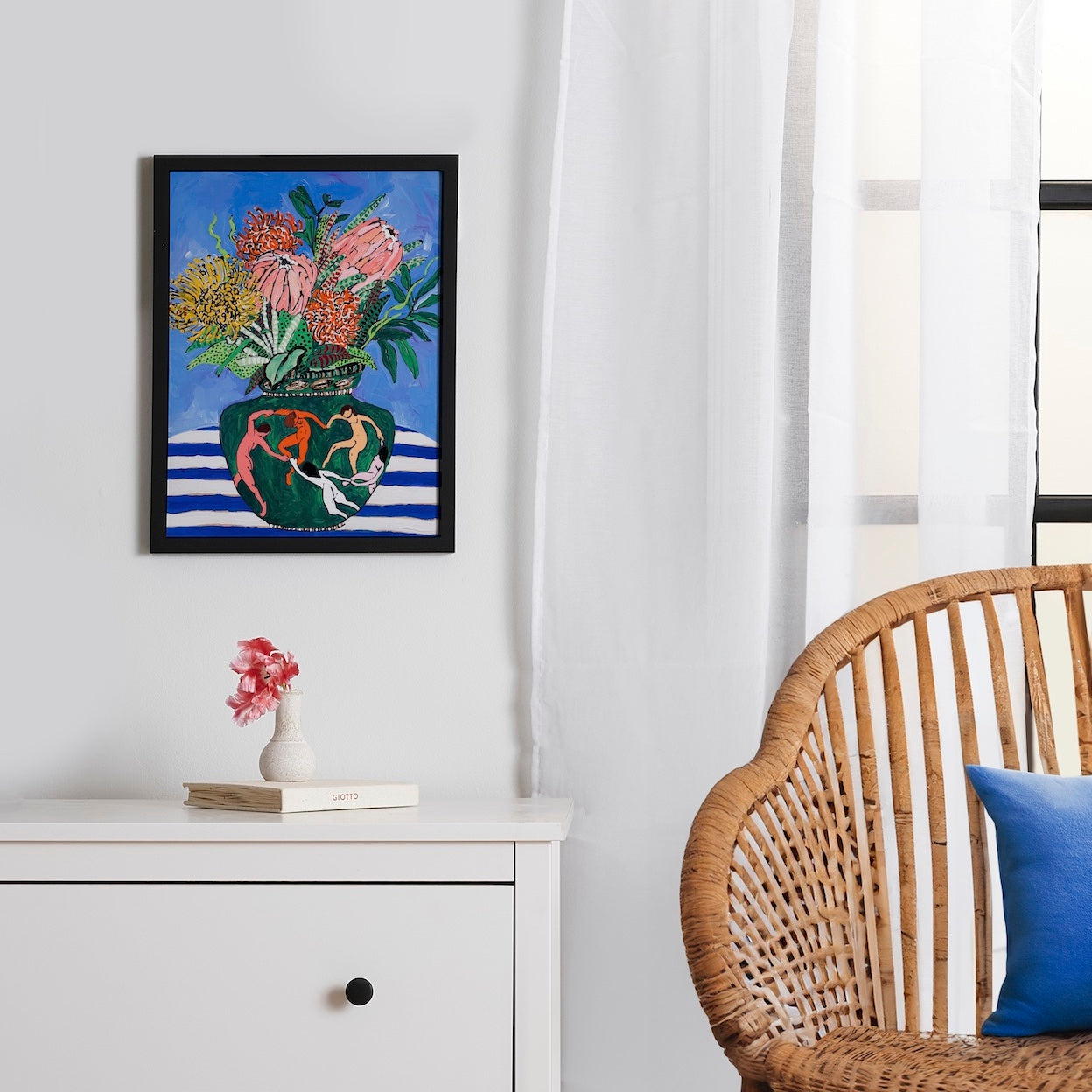 Floral Bouquet In Matisse Dance Vase Framed Poster 12x16