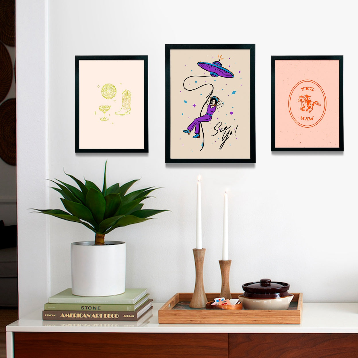 Western Set Framed Poster