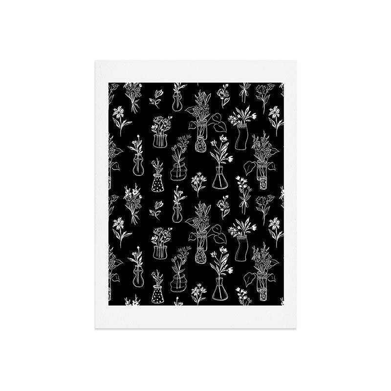 Wildflowers and vases in dark background Art Print Gallery Image 9