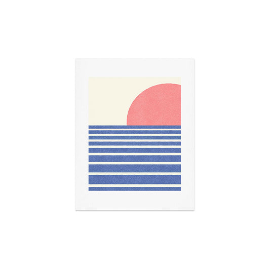 Beach Horizon Lines pink blue Art Print Gallery Image 2