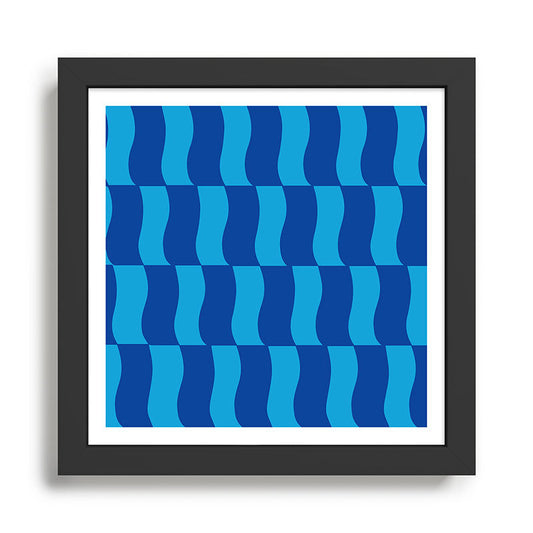 Cobalt Sky Wavy Blocks Framed Art Print Gallery Image 2