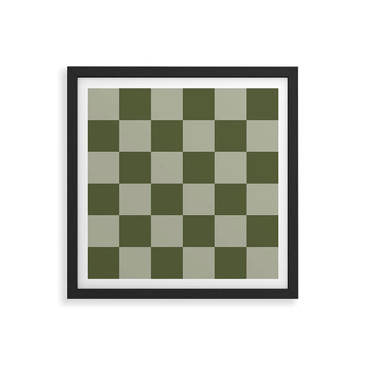Checkered (Sage & Olive Green) Framed Art Print Gallery Image 2