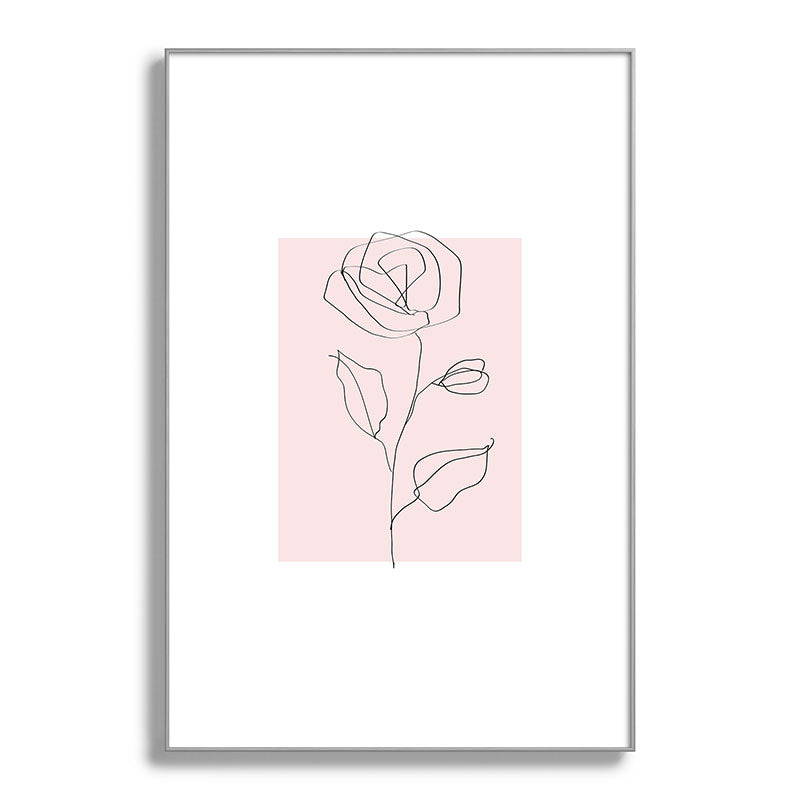 Botanical Line Art, Line Rose, Pink Wall Art, Minimalist Modern Art by Synplus Framed Art Print Gallery Image 101