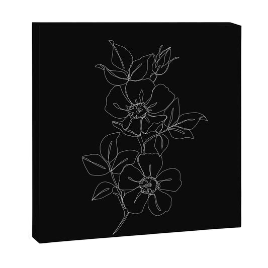 Botanical illustration one line drawing - Rose Black Canvas Print Gallery Image 2