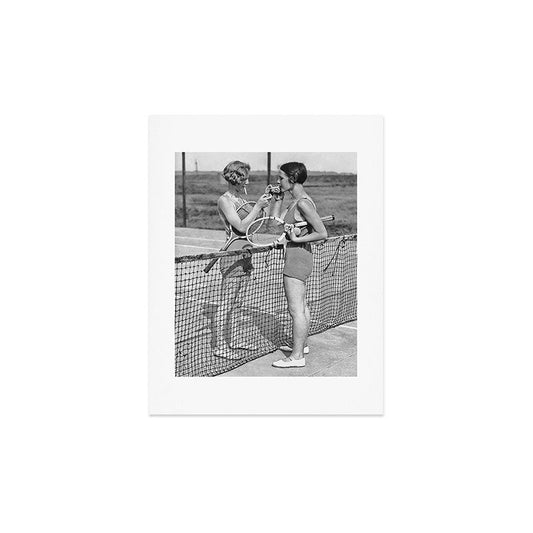 Tennis Players Taking a Cigarette Break, Black and White Vintage Art Art Print Gallery Image 2