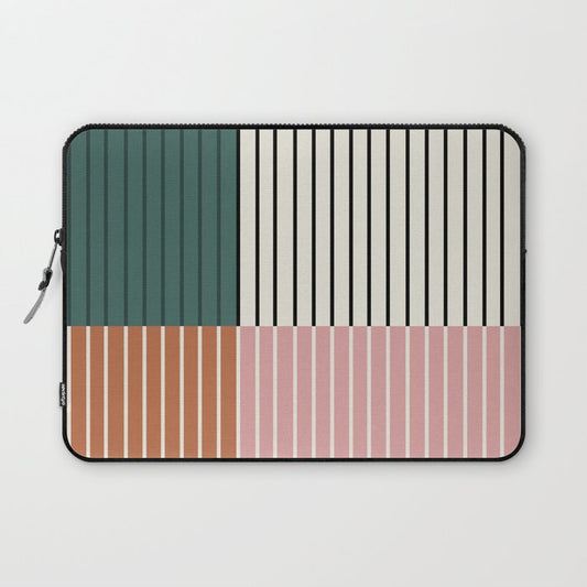 Color Block Line Abstract V Colorful Retro Laptop Sleeve Gallery Image 1
