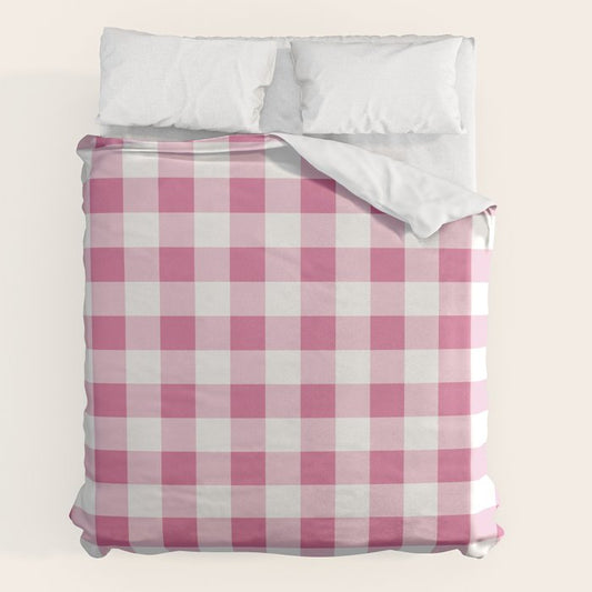 Gingham Large Pink White Duvet Cover Gallery Image 2