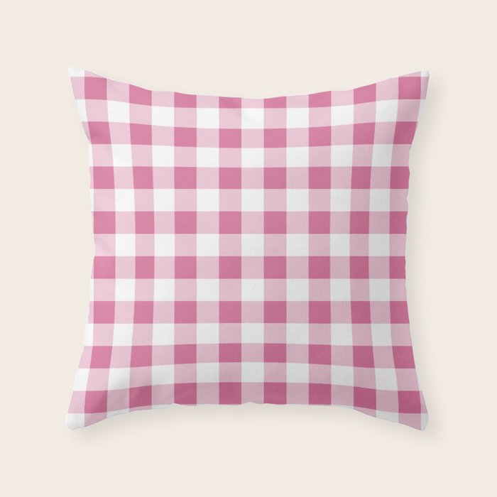 Gingham Large Pink White Throw Pillow Gallery Image 6