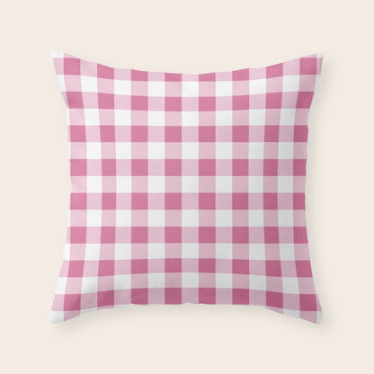 Gingham Large Pink White Throw Pillow Gallery Image 6