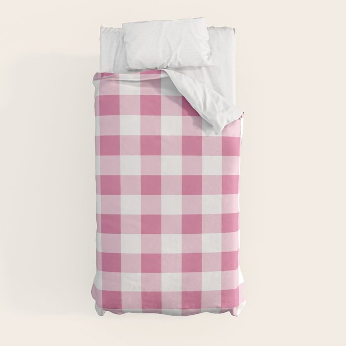 Gingham Large Pink White Duvet Cover Gallery Image 4