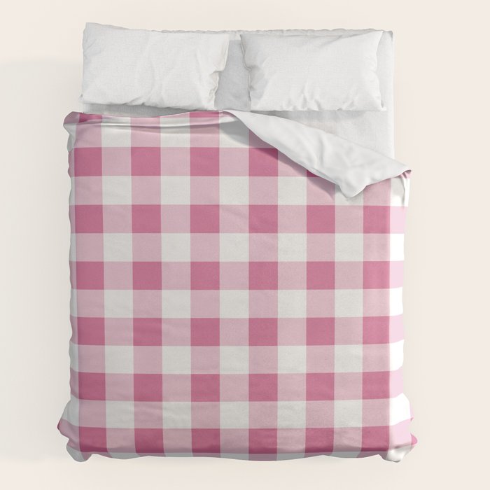 Gingham Large Pink White Duvet Cover Gallery Image 7