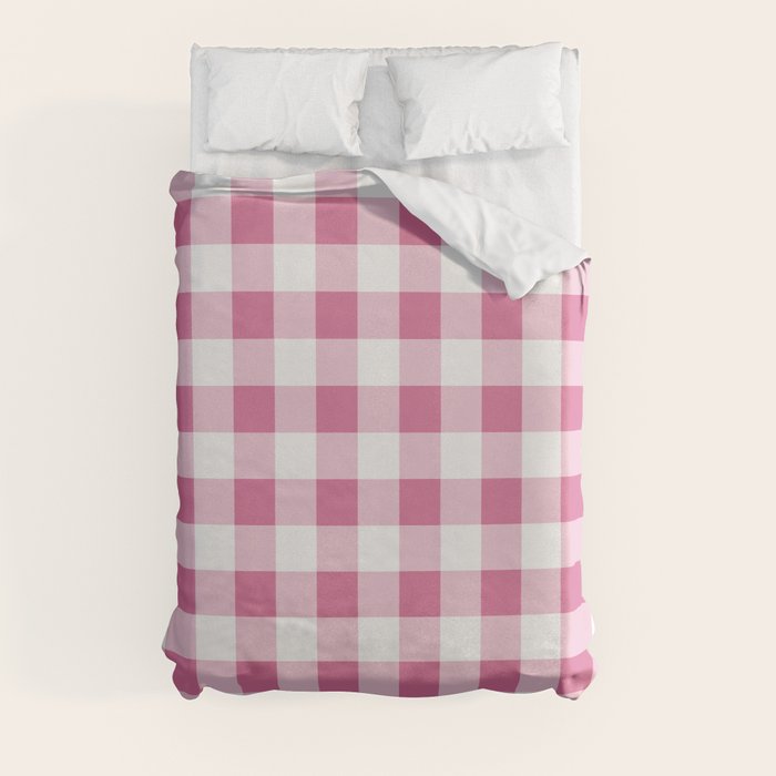 Gingham Large Pink White Duvet Cover Gallery Image 8