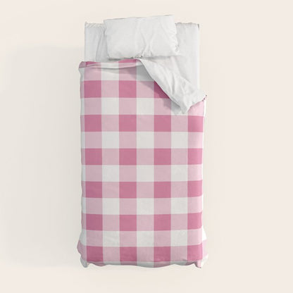 Gingham Large Pink White Duvet Cover Gallery Image 9