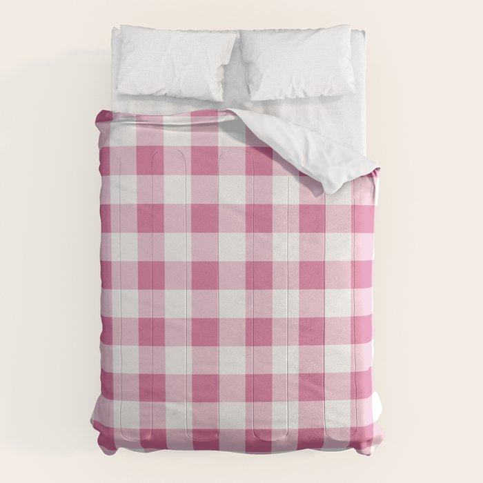 Gingham Large Pink White Comforter Gallery Image 1