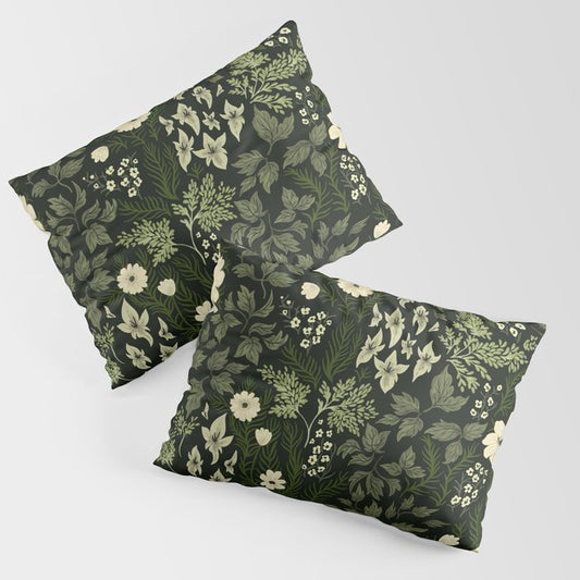 Woodland Nouveau Pattern Forest Green Pillow Sham Gallery Image 1