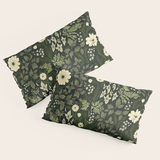 Woodland Nouveau Pattern Forest Green Pillow Sham Gallery Image 2