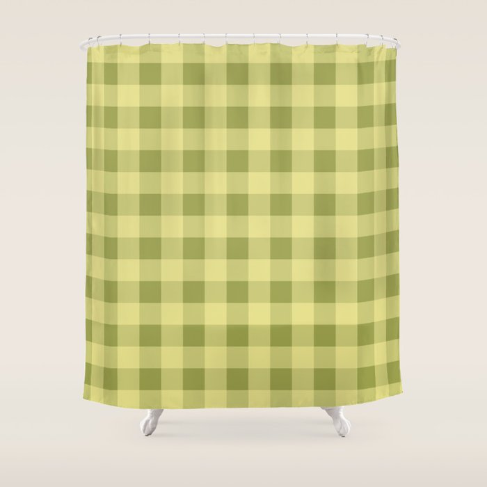 Gingham Large Lime Green Shower Curtain Gallery Image 1