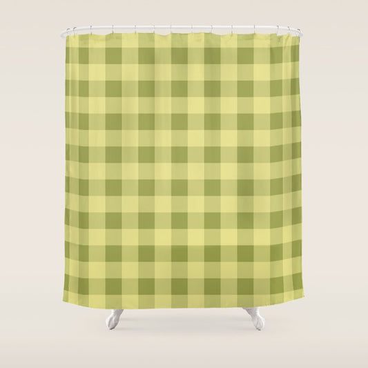 Gingham Large Lime Green Shower Curtain Gallery Image 1