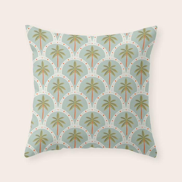 Vintage summer palm tree art pattern Throw Pillow Gallery Image 4