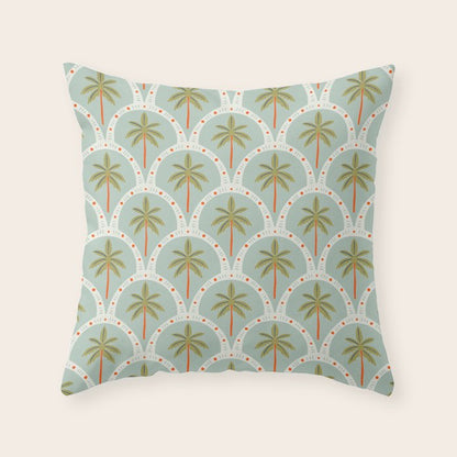 Vintage summer palm tree art pattern Throw Pillow Gallery Image 3