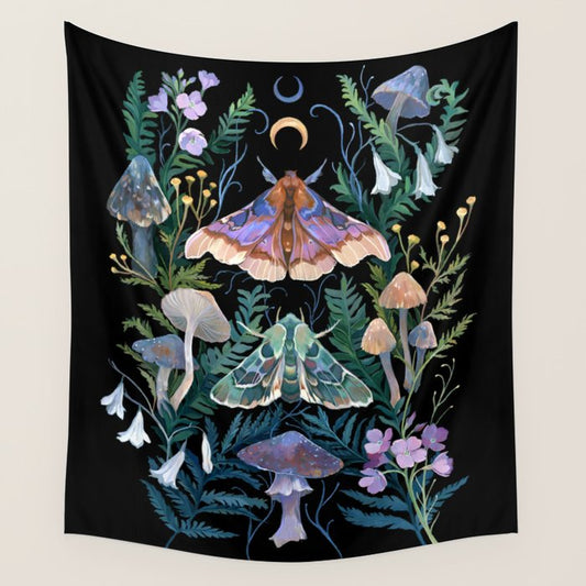 Sphinx Moth Moon Garden Wall Tapestry Gallery Image 2