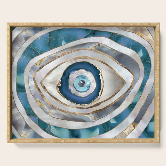Evil Eye Mineral textures and gold Serving Tray Gallery Image 1