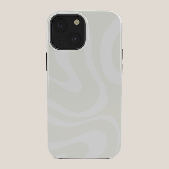 Modern Liquid Swirl Abstract Pattern in Barely There Eggshell on White iPhone Case Gallery Image 34