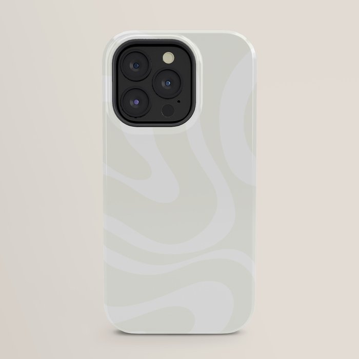 Modern Liquid Swirl Abstract Pattern in Barely There Eggshell on White iPhone Case Gallery Image 23