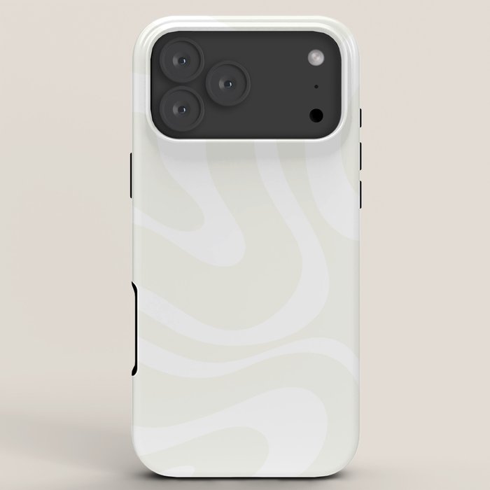 Modern Liquid Swirl Abstract Pattern in Barely There Eggshell on White iPhone Case Gallery Image 8