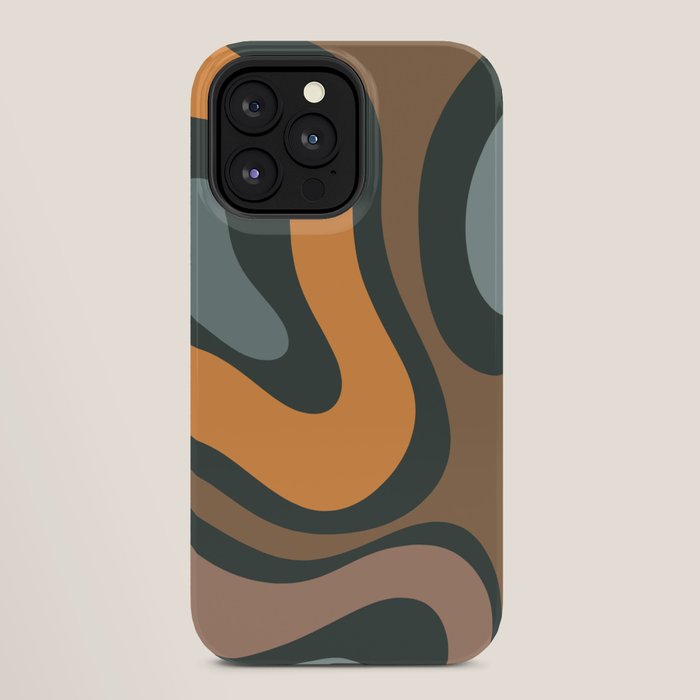 Modern Retro Liquid Swirl Abstract Slate Blue Orange Brown Taupe iPhone Case Gallery Image 28