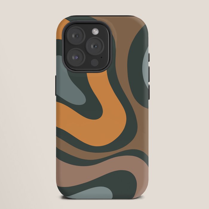 Modern Retro Liquid Swirl Abstract Slate Blue Orange Brown Taupe iPhone Case Gallery Image 11