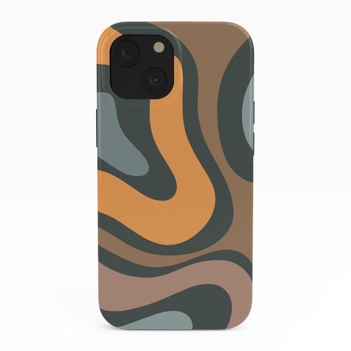 Modern Retro Liquid Swirl Abstract Slate Blue Orange Brown Taupe iPhone Case Gallery Image 38