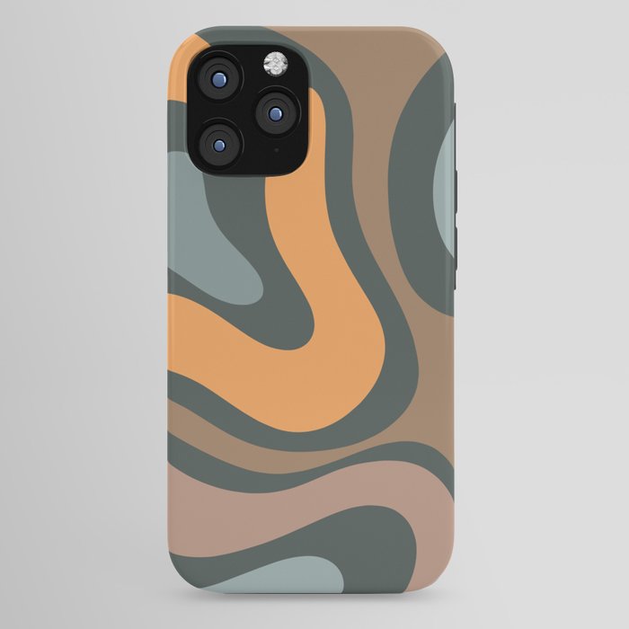 Modern Retro Liquid Swirl Abstract Slate Blue Orange Brown Taupe iPhone Case Gallery Image 44