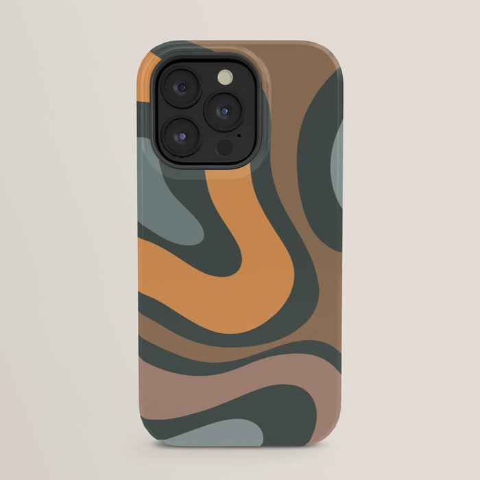 Modern Retro Liquid Swirl Abstract Slate Blue Orange Brown Taupe iPhone Case Gallery Image 23