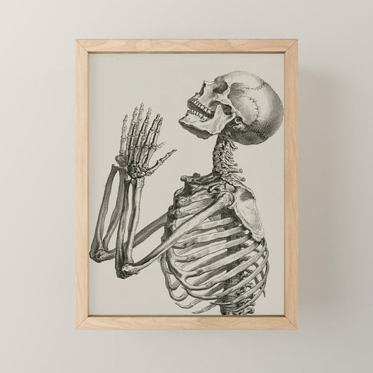 William Cheselden, Osteographia (The Anatomy of Bones), London, 1733 Praying Skeleton Mini Art Print Gallery Image 1