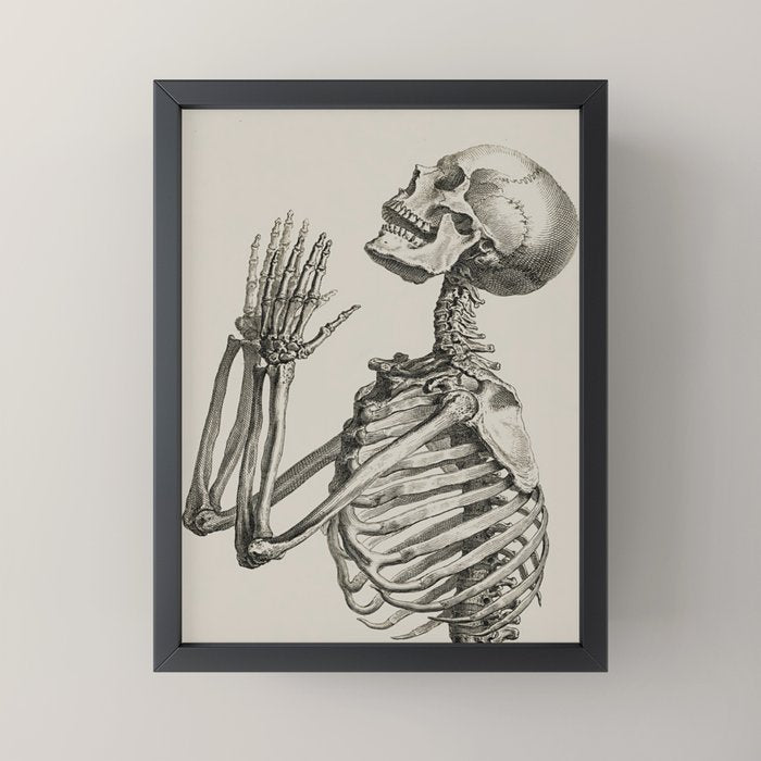 William Cheselden, Osteographia (The Anatomy of Bones), London, 1733 Praying Skeleton Mini Art Print Gallery Image 3