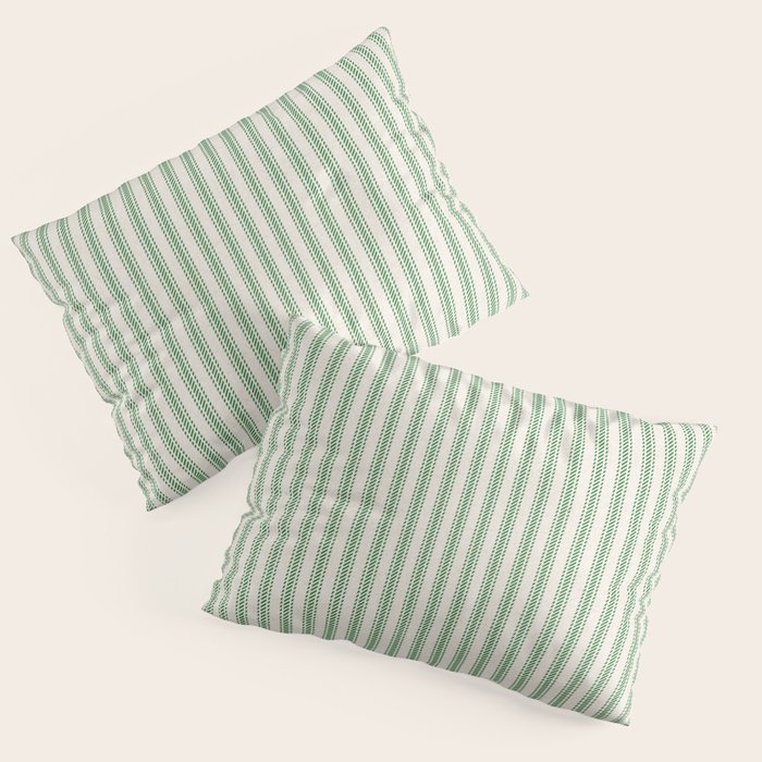 French Green Ticker Stripe Pillow Sham Gallery Image 3