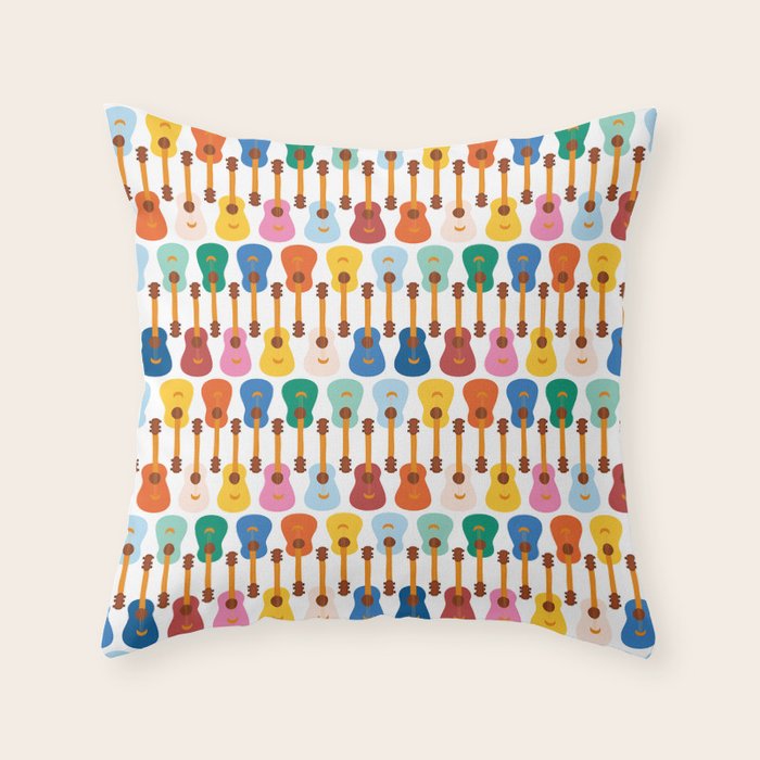 Colorful Guitars Throw Pillow Gallery Image 1