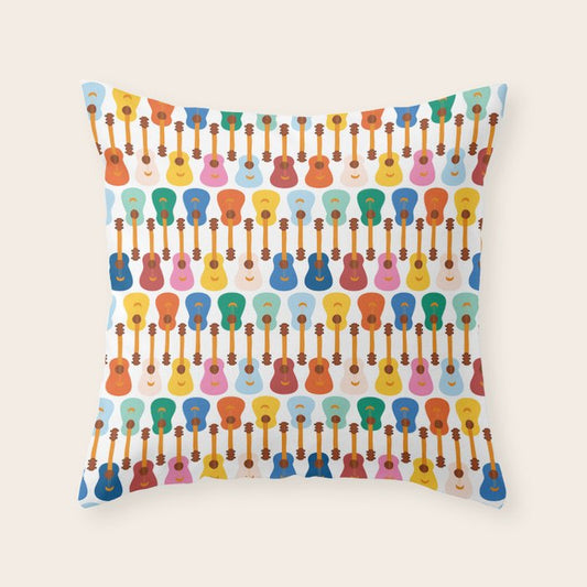 Colorful Guitars Throw Pillow Gallery Image 1