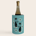 Mid Century Meow Retro Atomic Cats on Blue Wine Chiller Gallery Image 1