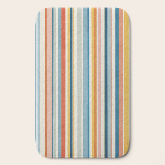 Multicolored Stripes Blue Yellow Orange White Art Bath Mat Gallery Image 2