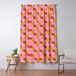 Checkered Geometric Shapes - Pink, Red, Yellow Window Curtain Gallery Image 1