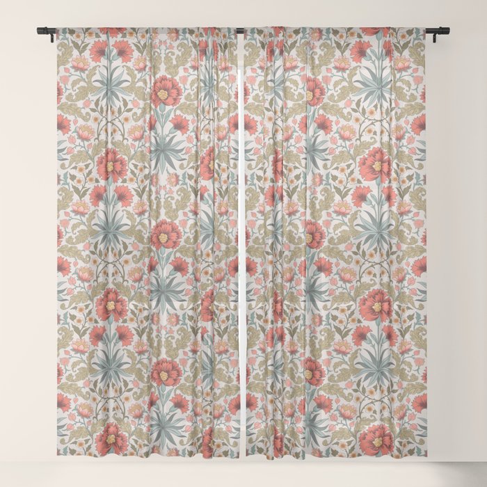 Victorian Botanicals - Carnations in Red and Green Window Curtain Gallery Image 17