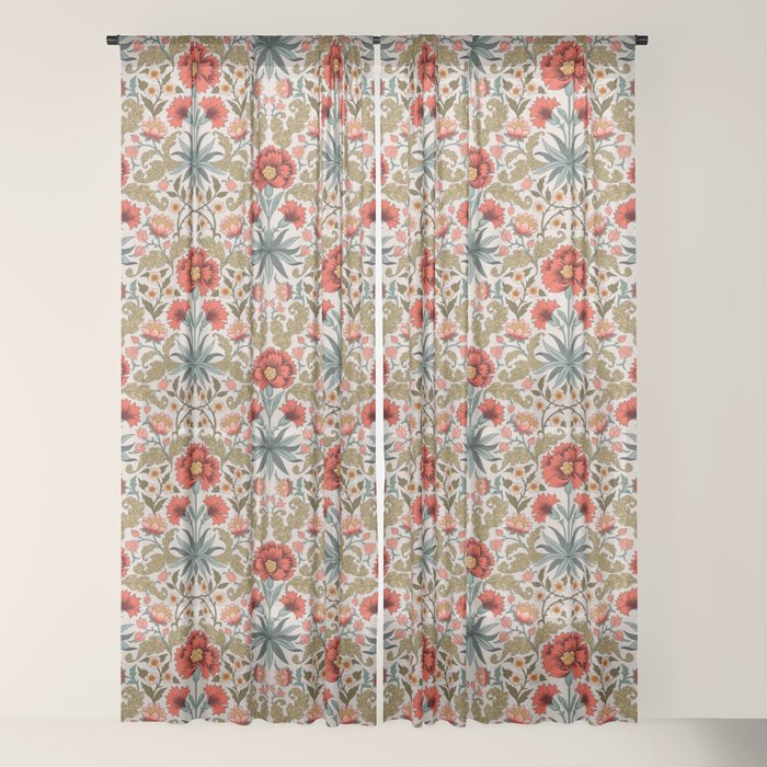 Victorian Botanicals - Carnations in Red and Green Window Curtain Gallery Image 22